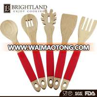 5 pc Wooden Kitchen Tools Spoons Spatula Wooden Cooking Mixing Utensils