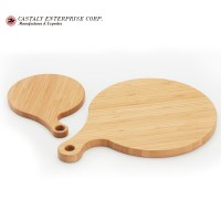 Pizza Tools Non-Toxic Natural Bamboo Round Bread Board Wood Pizza Peel Set With Easy Grip Handle